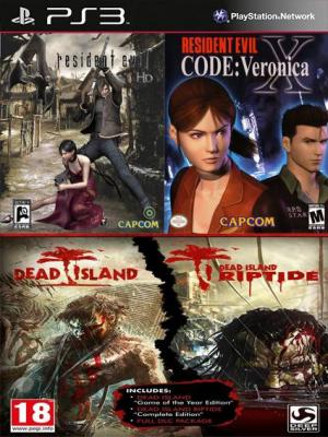 4 juegos en 1 Resident Evil 4 y Resident Evil Code Veronica X Mas  Dead Island Franchise Pack Ps3